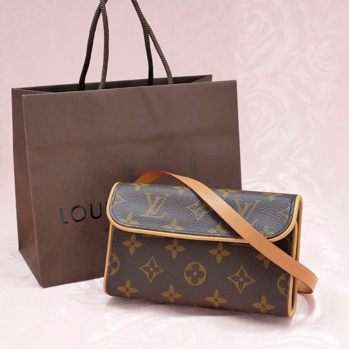 Pre-owned Louis Vuitton Brown Canvas Monogram Pochette Florentine Belt Bag