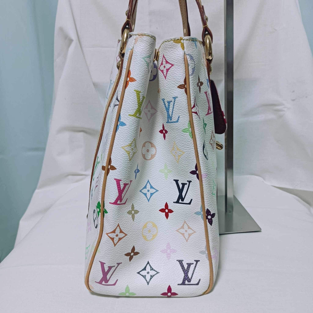 Authentic Louis Vuitton White Multicolore Monogram Aurelia GM Tote Bag