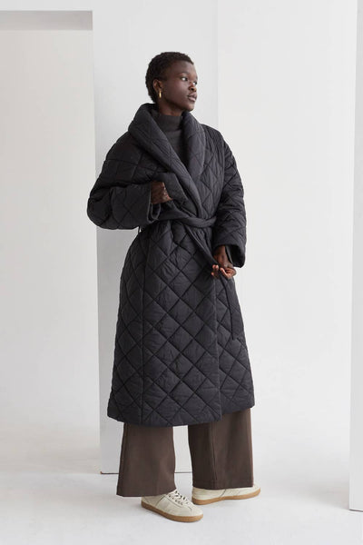 CJ7836 - Adeline Quilted Puffer Wrap Coat: Black