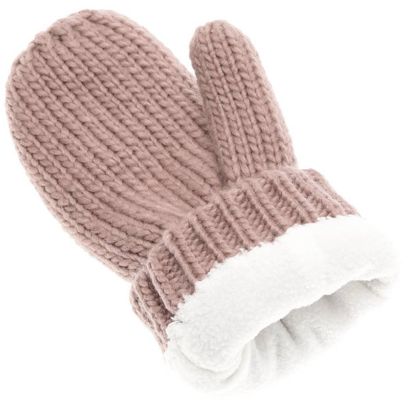 Winter Gloves Cable Knit Mittens with Fleece Lined: One Size / PINK