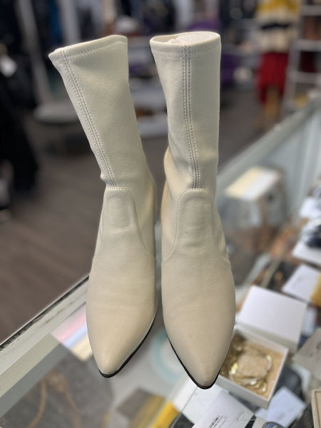 Stuart Weitzman White Leather Booties Size 9.5