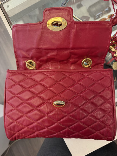 Paola By PDL Firenze Vintage Red Quilted Leather Bag