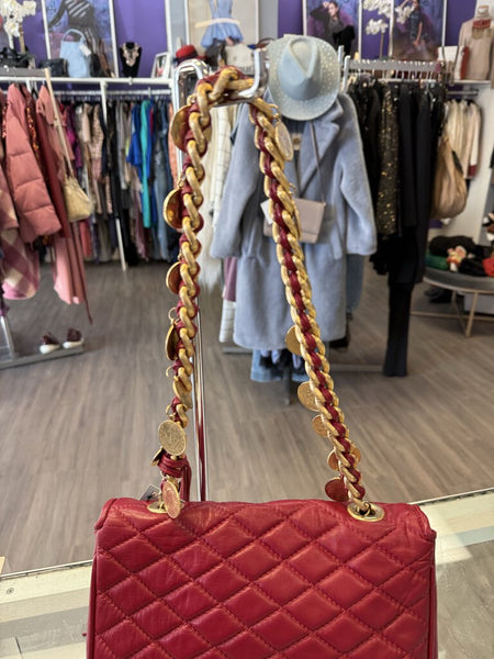 Paola By PDL Firenze Vintage Red Quilted Leather Bag