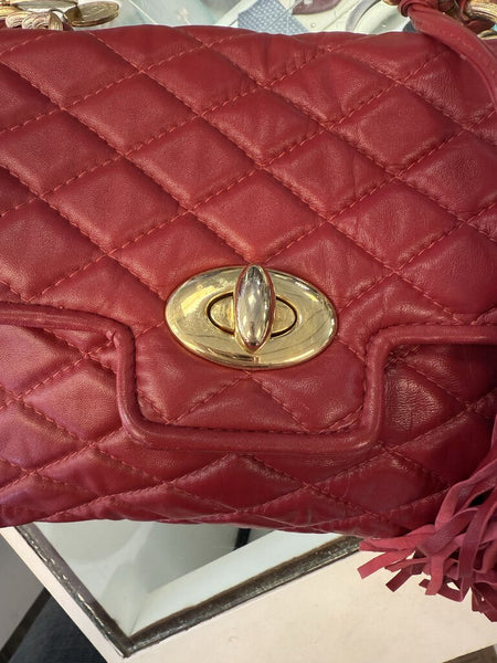 Paola By PDL Firenze Vintage Red Quilted Leather Bag