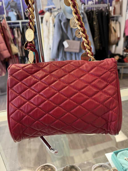 Paola By PDL Firenze Vintage Red Quilted Leather Bag