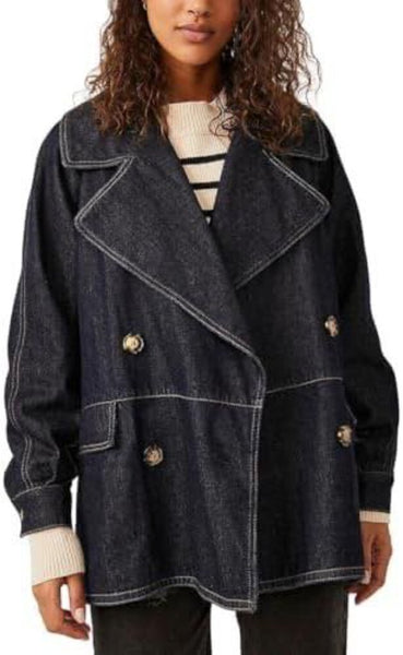 Free People Denim Car Coat Size Small