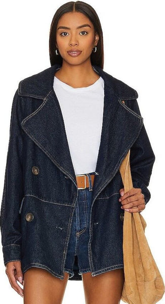 Free People Denim Car Coat Size Small