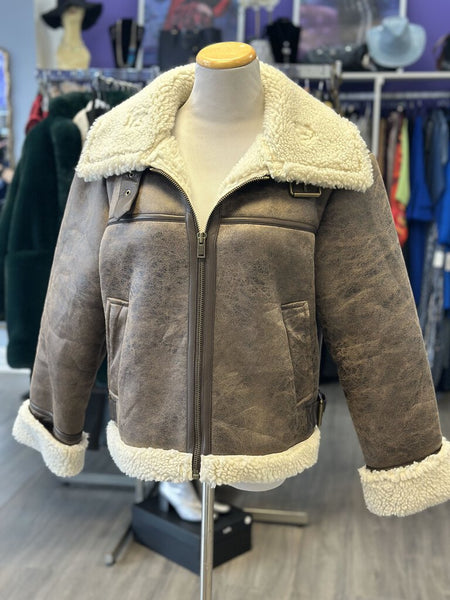 Anne Taylor Loft Shearling Jacket Size Medium