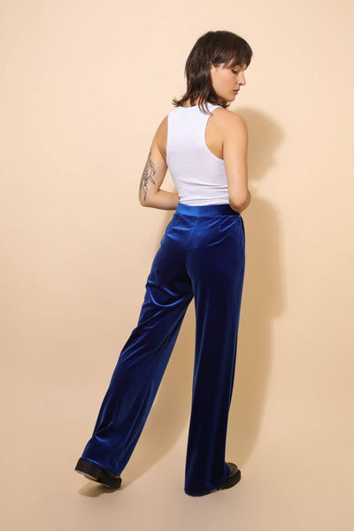 High-waisted straight-cut velvet trousers - P2228: Bordeaux